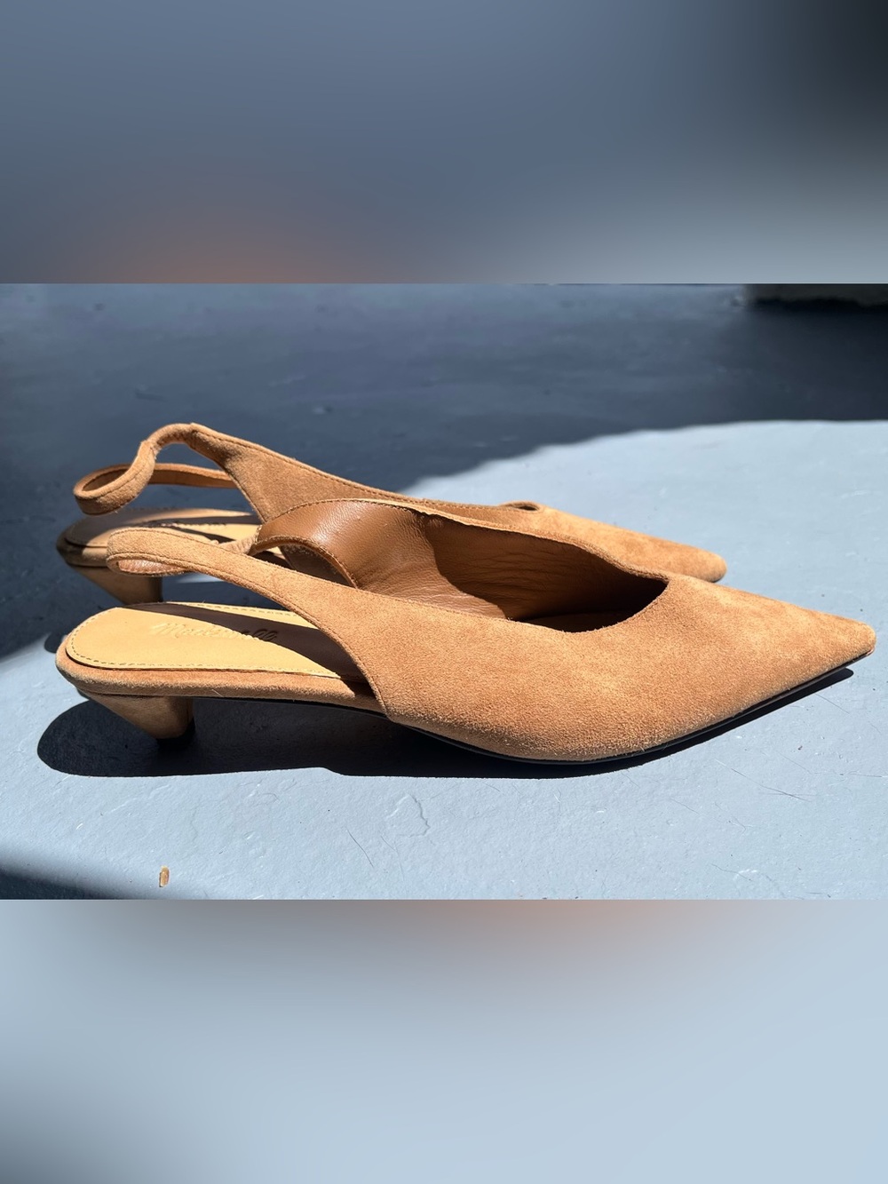 Madewell Tan Suede Pointed Slingback Flats